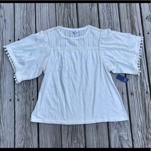 NEW Ladies CROWN & IVY Off White Cream Boho Wide Sleeve Tunic Top M